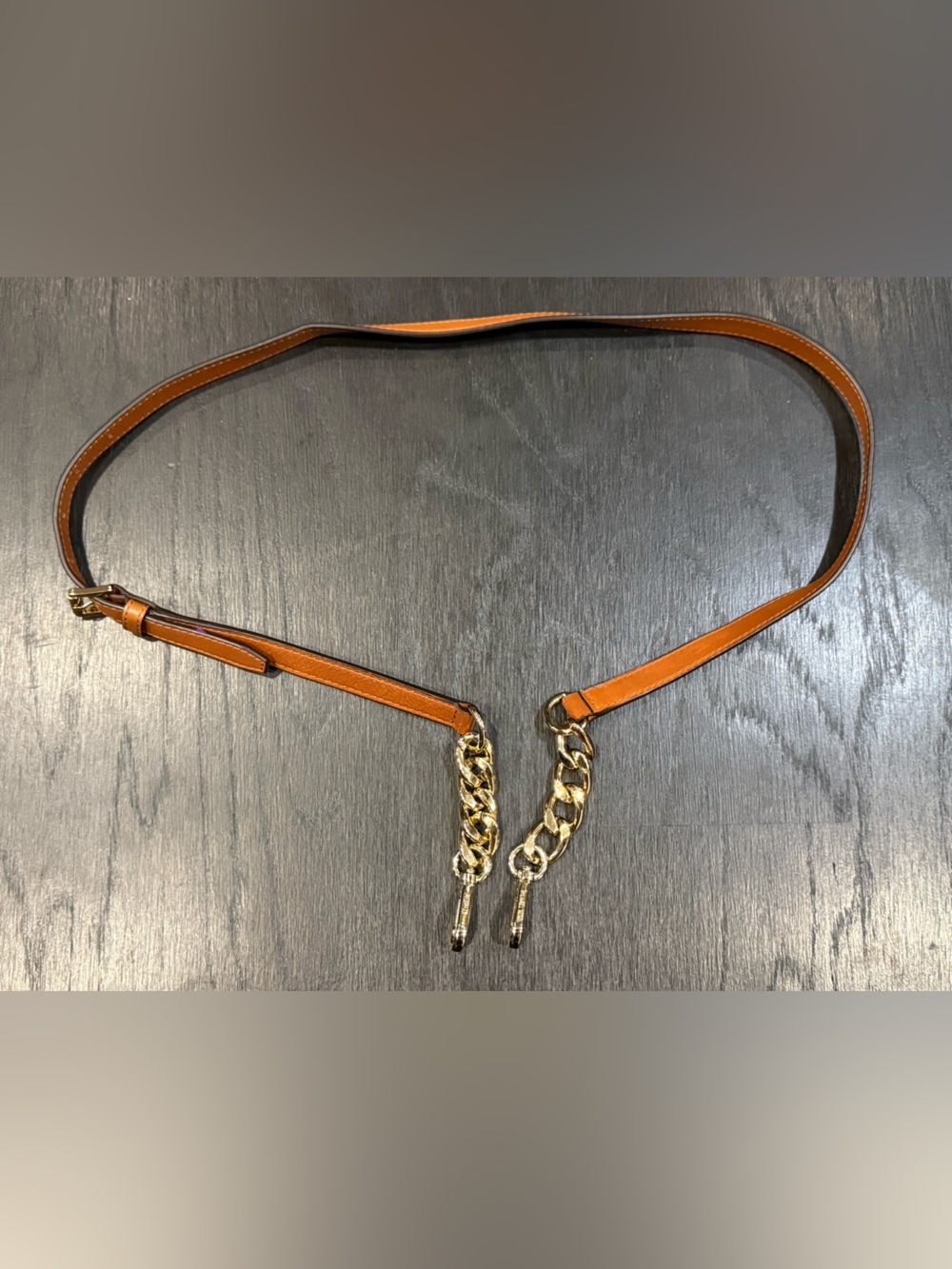 Michael Kors Adjustable Brown Leather Crossbody Replacement Strap Gold Accents